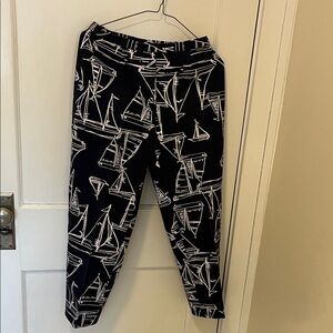 Talbots Blue and White Sailboat Print Straight Leg Pants
